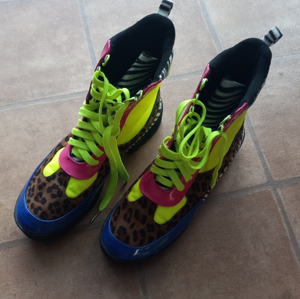 Colorful Cape Robbins Leopard Print High-Top Platform Sneakers